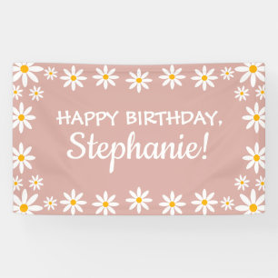 Banderoles Boho Dusty Rose rose Retro Daisies Anniversaire