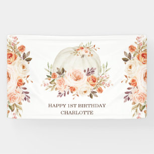 Banderoles Boho Fall Floral Citrouille Bonne fête d'anniversa
