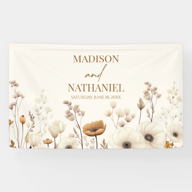 Banderoles Boho Fleur sauvage Fleur sauvage Floral Jardin Mar (Horizontal)