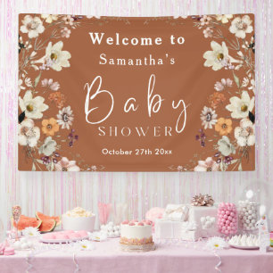 Banderoles Boho Fleur sauvage Rustique Baby shower en terre c
