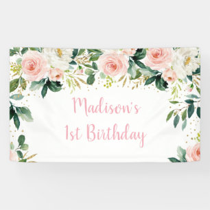 Banderoles Boho Floral Blush Gold Anniversaire