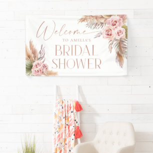 Banderoles Boho Floral Pampas Rose Gold Welcome