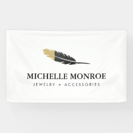 Banderoles Boho Gold tendance concepteur de plume blanche