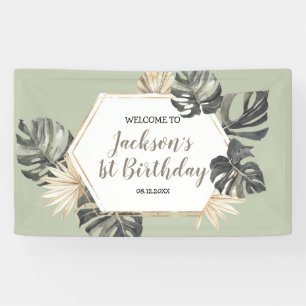 Banderoles Boho Green Sage Boy Wild Un Anniversaire Grande ba