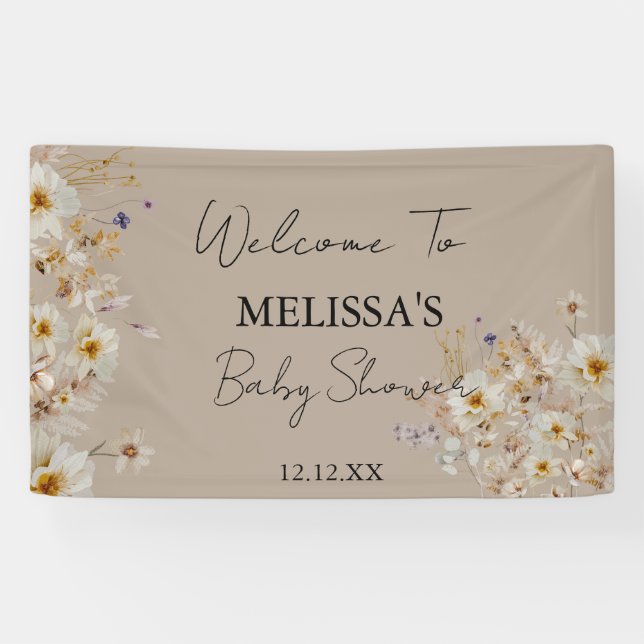 Banderoles Boho hiver Russe Fleurs sauvages Bienvenue Bannièr (Horizontal)