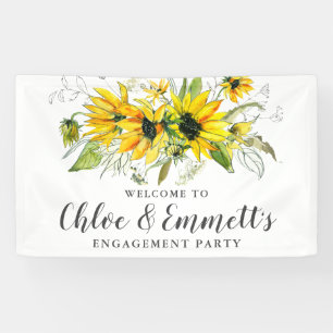 Banderoles Boho Jaune Tournesol Floral Partie d'engagement