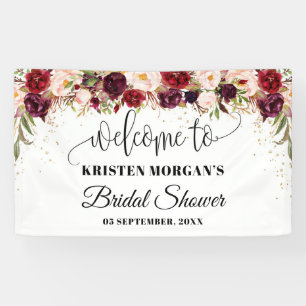 Banderoles Boho marsala burgundy fleurie douche nuptiale