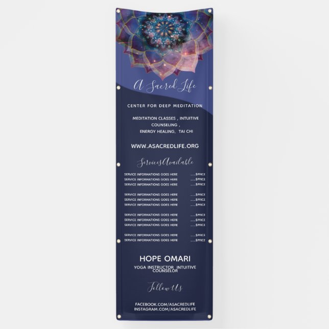 Banderoles Boho Nebula Mandala, Mystique (Vertical)