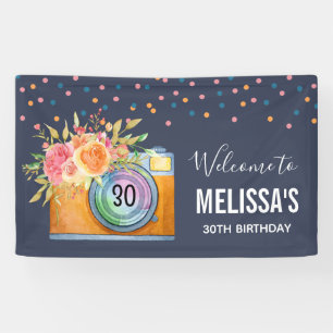 Banderoles Boho Orange Caméra & Fleurs Aquarelle Bienvenue
