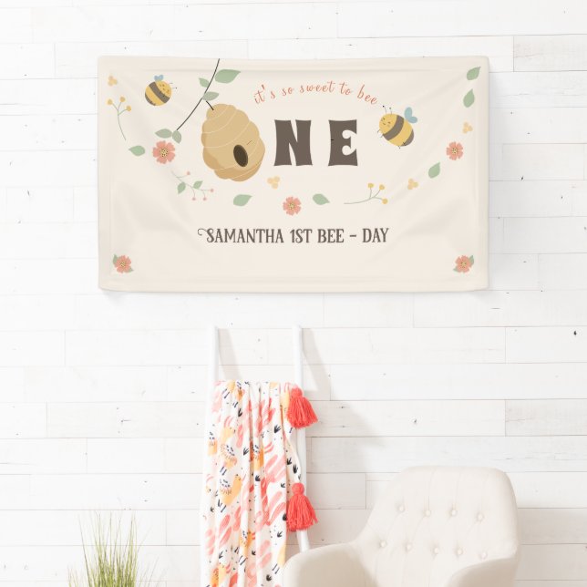 Banderoles Boho Premier jour d'abeille 1er anniversaire d'abe (En situation)