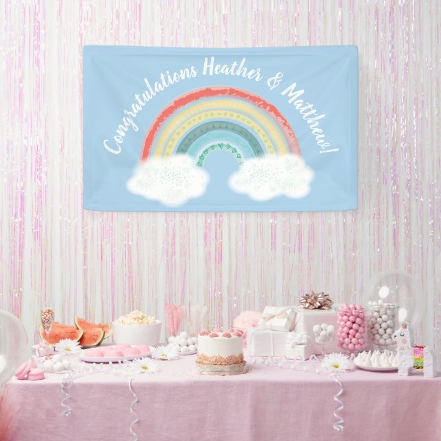 Banderoles Boho Rainbow Baby shower Blue Boy (Fête)
