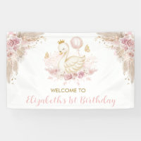 Boho Swan Princess Blush Pink Floral Welcome Party