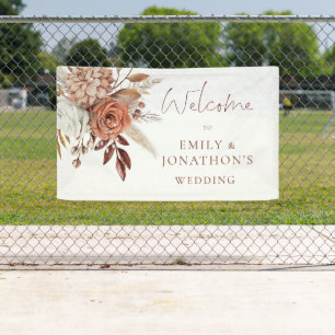 Banderoles Boho Terracotta Florales Bienvenue au Mariage