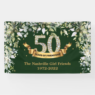 Banderoles Boho verdure feuillage or 50 ans d'amitié