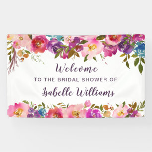 Banderoles Boho Watercolor Fête des mariées Florale Bienvenue