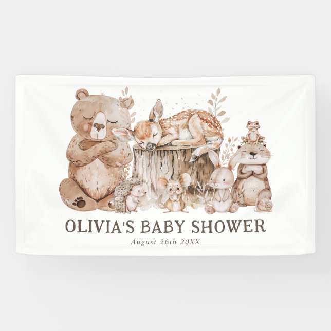 Banderoles Boho Woodland Animaux Baby showers neutres selon l (Horizontal)