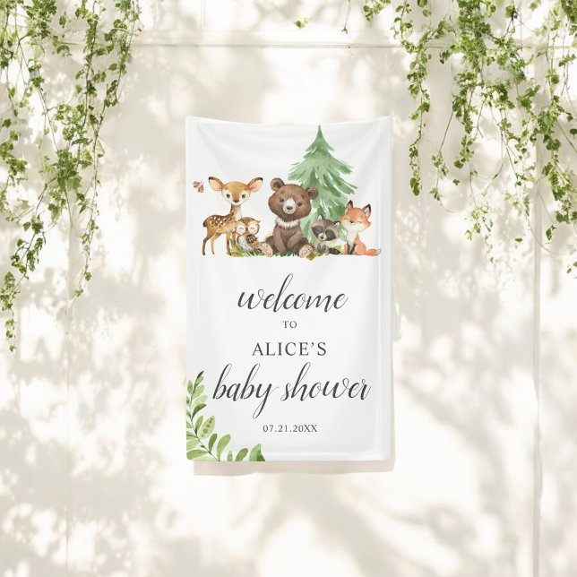 Banderoles Boho Woodland Animaux Bienvenue Baby shower Banniè (Créateur téléchargé)