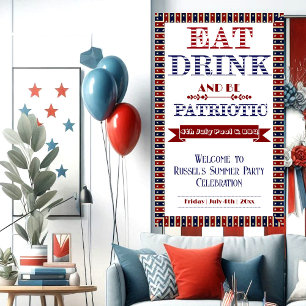 Banderoles Boire et être patriotique 4 juillet Piscine et fêt