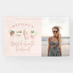 Banderoles Boire rose girly moderne bachelorette week-end pho