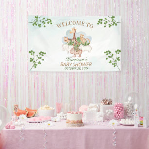 Banderoles Bois Animaux Jungle Baby shower de verdure