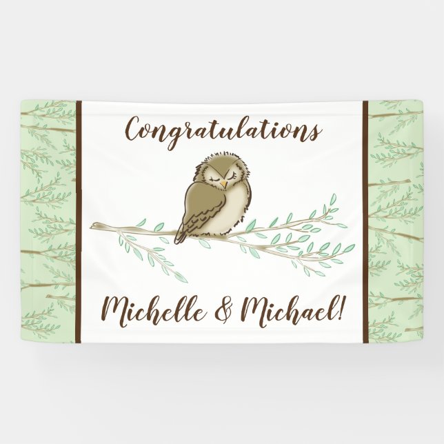 Banderoles Bois de Baby shower de hibou (Horizontal)