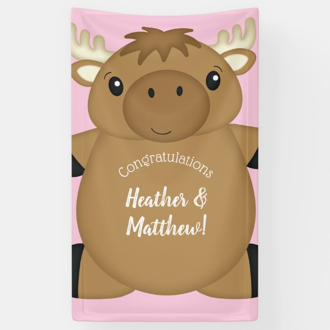Banderoles Bois du Baby shower de l'orignal (Vertical)