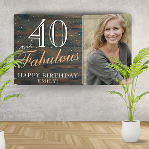 Banderoles Bois Rustique 40 et Fabuleux 40e Anniversaire Phot