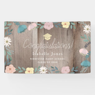 Banderoles Bois rustique Floral Garden Graduation