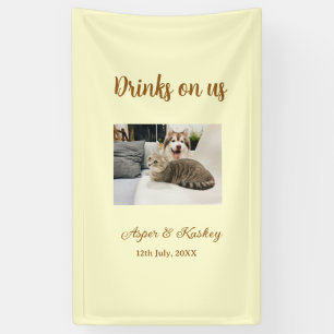 Banderoles Boissons offertes bar ouvert photo de mariage coup