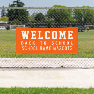 Banderoles Bold Modern Orange Bienvenue Retour aux mascottes