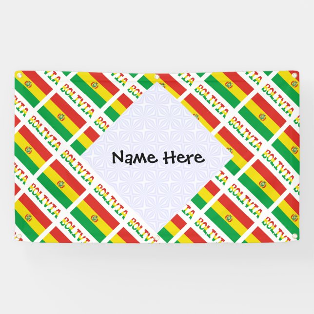 Banderoles Bolivie Drapeau carrelé Texte personnalisé (Horizontal)