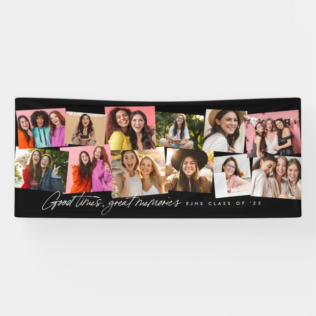 Banderoles Bon temps grands souvenirs fun 12 photo collage (Horizontal)