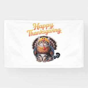 Banderoles Bon thanksgiving Chat Turquie Fête Automne Classiq