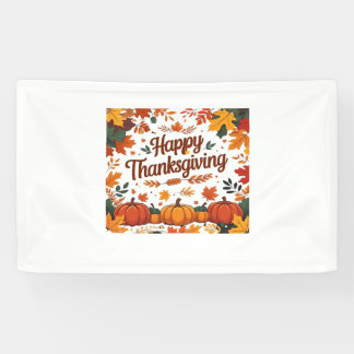 Banderoles Bon thanksgiving - Citrouilles d'automne et feuill