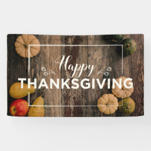 Banderoles Bon thanksgiving Gourds sur bois rustique