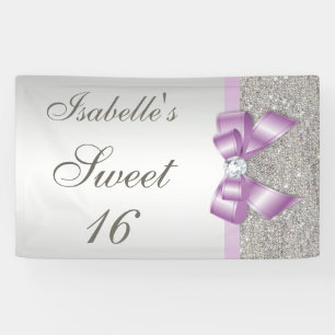 Banderoles Bonbon lilas 16 à arc de Faux de paillettes
