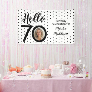 Banderoles Bonjour 70 Photo Points Noir & Blanc Anniversaire
