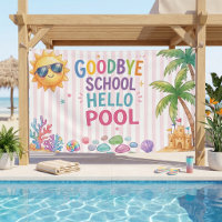 Bonjour rayures de fête au bord de la piscine