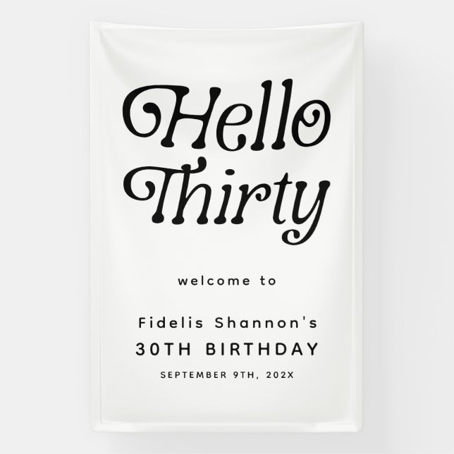 Banderoles Bonjour Trente Retro 30e anniversaire Bienvenue (Verticale)