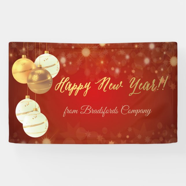 Banderoles Bonne année, Bals de Noël, Rouge (Horizontal)