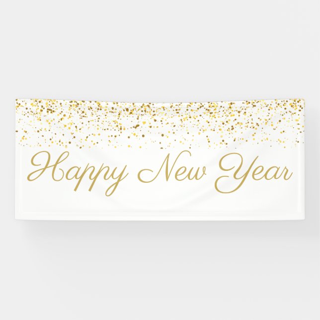 Banderoles Bonne année Gold Confetti (Horizontal)