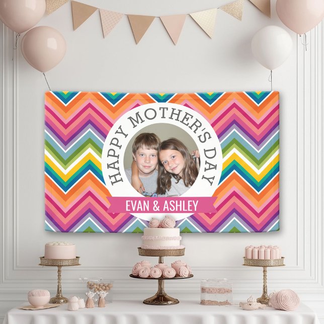 Banderoles Bonne fête des mères - Modèle photo personnalisé (Custom Party Banner)