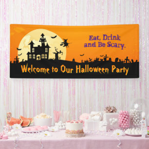 Banderoles Bonne fête d'Halloween - Mangez, buvez et soyez ef