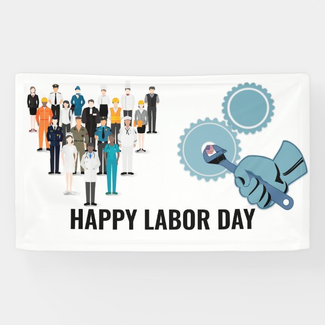 Banderoles Bonne fête du travail en Amérique (Horizontal)