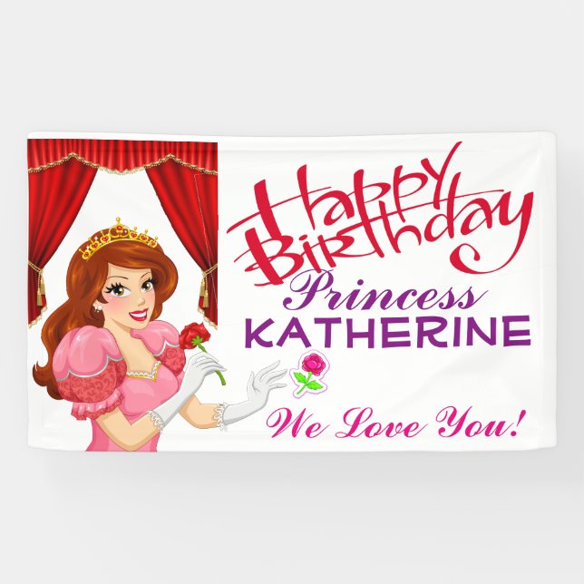 Banderoles Bonne princesse d'anniversaire (Horizontal)