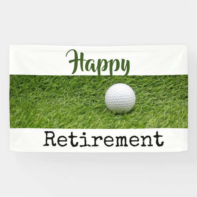 Banderoles Bonne retraite avec balle de golf sur herbe verte (Horizontal)
