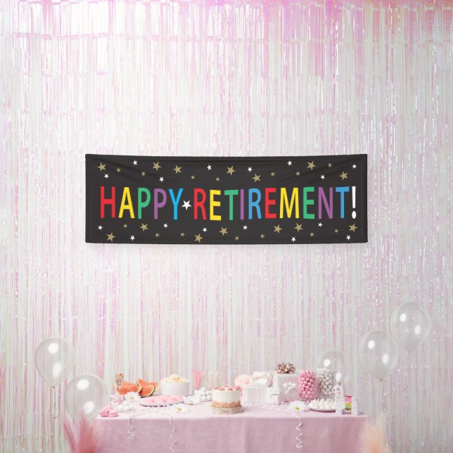 Banderoles Bonne retraite avec étoiles et couleurs vives (Fête)