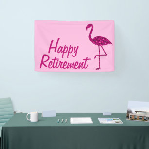 Banderoles Bonne retraite brillant rose flamingo Texte person