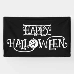 Banderoles Bonnet noir et blanc Halloween heureux