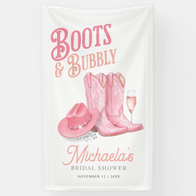 Banderoles Boots & Bubbly Western Cowgirl Fête des mariées ro (Vertical)